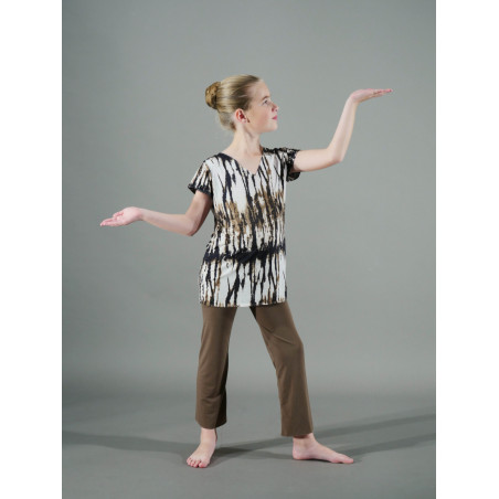 MEP16I - Ensemble garçon pantalon taupe et haut imprimé arbre