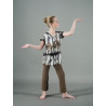 MEP16I - Ensemble garçon pantalon taupe et haut imprimé arbre