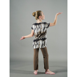 MEP16I - Ensemble garçon pantalon taupe et haut imprimé arbre