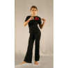 MEP4 - Ensemble garçon pantalon noir et tee-shirt avec fleur rouge