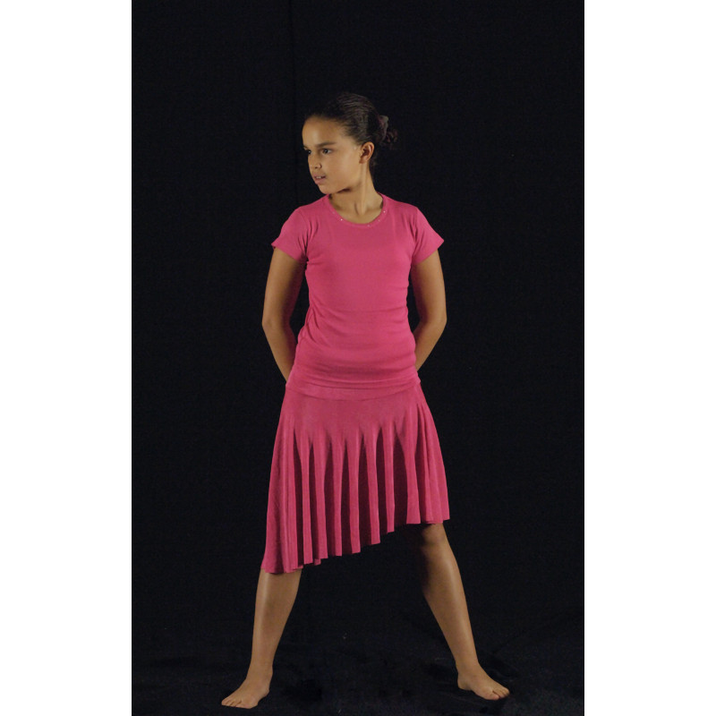 MJC4 - Jupe courte rose fuchsia asymétrique MJC4 - Jupe courte rose fuchsia asymétrique