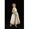 PR2B - Robe blanche à petites fleurs bleues brodées