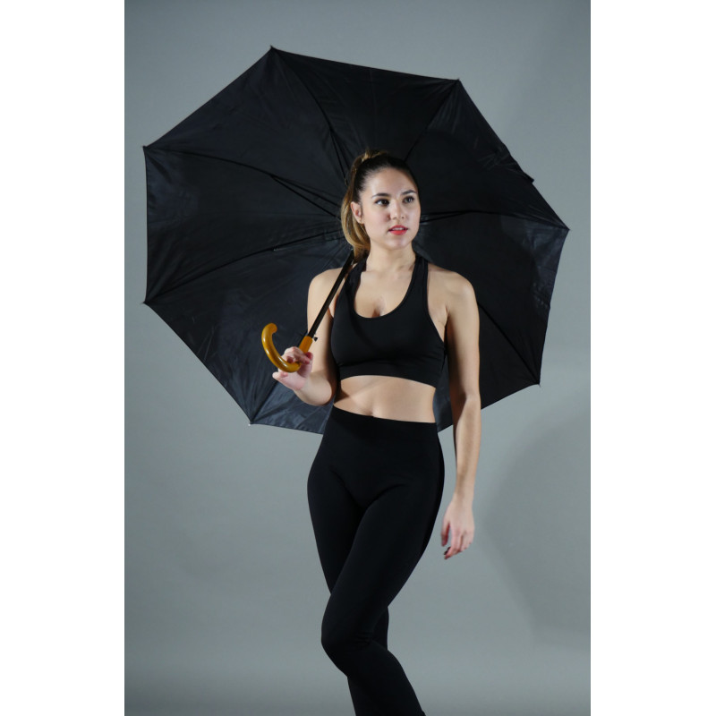 ACCPA9B - Parapluie canne noir manche bois ACCPA9B - Parapluie canne noir manche bois