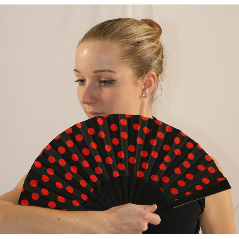 ACCE3A - Éventail noir à pois rouges ACCE3A - Éventail noir à pois rouges