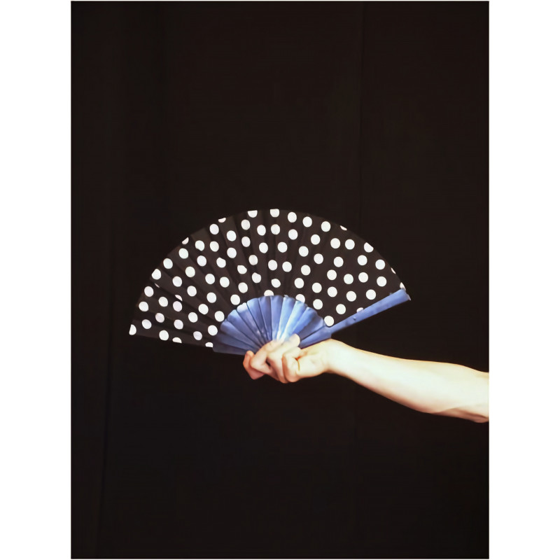 ACCE3B - Éventail noir à pois blancs ACCE3B - Éventail noir à pois blancs