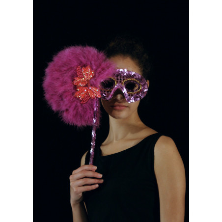 ACCM9B - Masque rose avec bâton