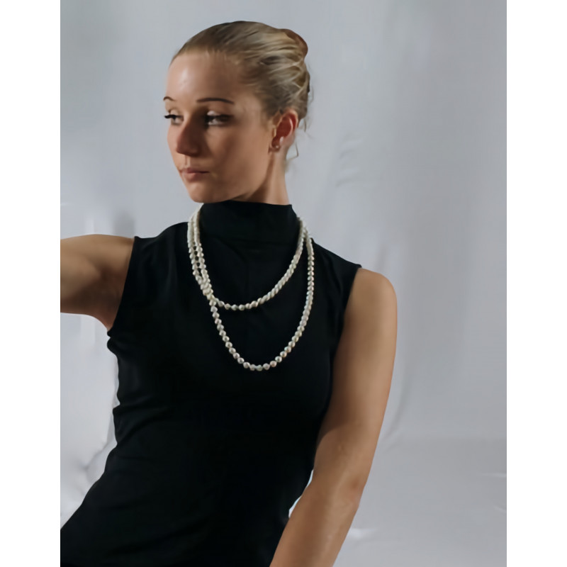 ACC5B - Collier de perles blanches