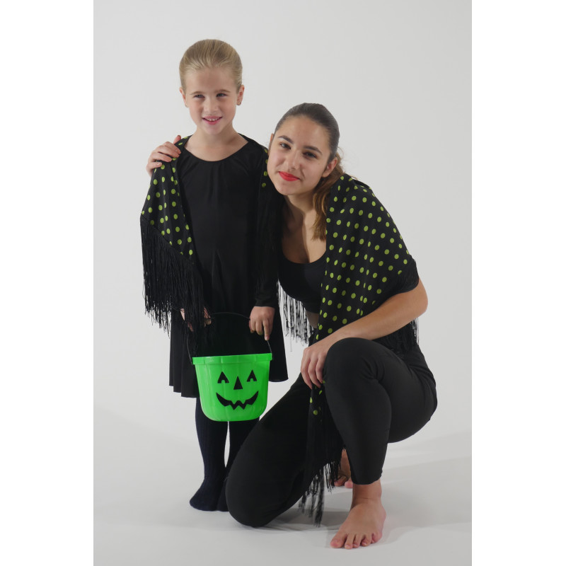 ACCC8P - Châle noir à pois vert enfants