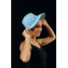 ACCCH13C - Chapeau de paille bleu avec une fleur
