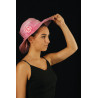 ACCCH13D - Chapeau de paille rose avec tulle et fleur
