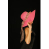 ACCCH13E - Chapeau de paille fuchsia avec foulard