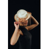 ACCCH13G - Chapeau de paille beige avec tour et voilette taupe