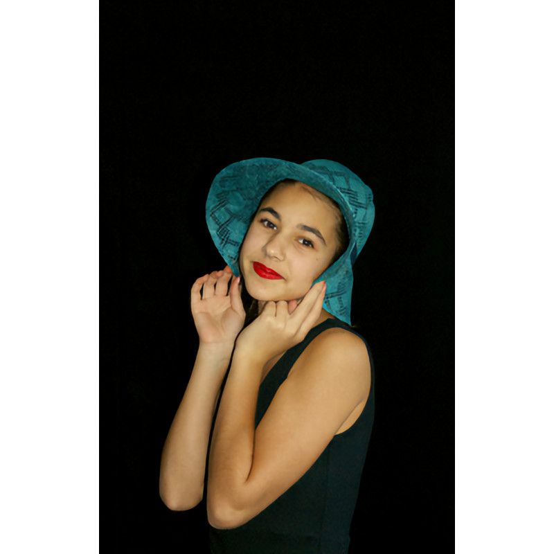 ACCCH13I - Chapeau de paille bleu canard