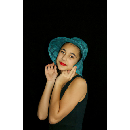 ACCCH13I - Chapeau de paille bleu canard