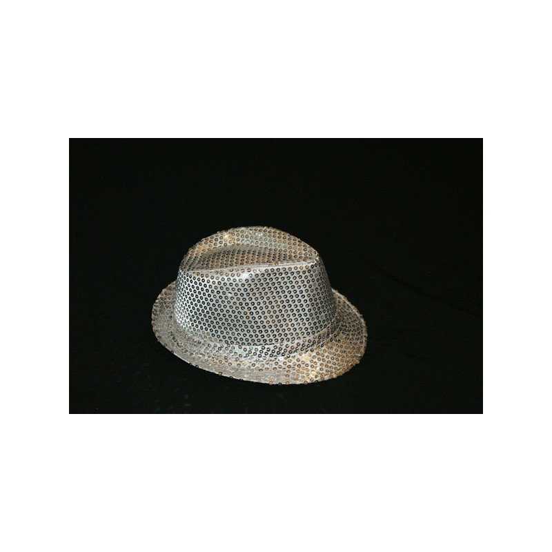 ACCCH18A - Chapeau borsalino à paillettes argent