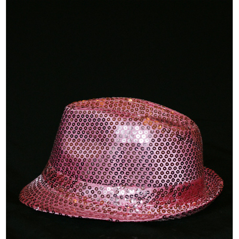 ACCCH18B - Chapeau borsalino à paillettes rose