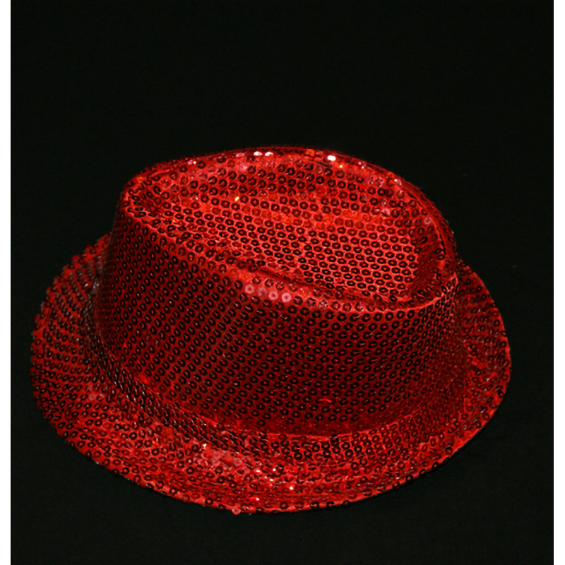 ACCCH18C - Chapeau borsalino à paillettes rouge