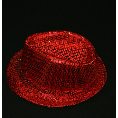 ACCCH18C - Chapeau borsalino à paillettes rouge