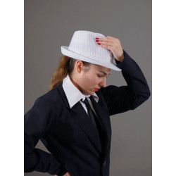 ACCCH17B - Chapeau Borsalino blanc rayé