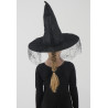 ACCCH2F - Chapeau de sorcière noir avec voilette pour enfants