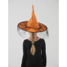 ACCCH2G - Chapeau de sorcière orange avec voilette noire pour enfants