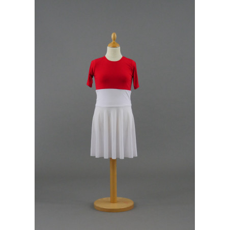 MR54 - ROBE ROUGE ET BLANCHE À MANCHETTES