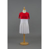 MR54 - ROBE ROUGE ET BLANCHE À MANCHETTES