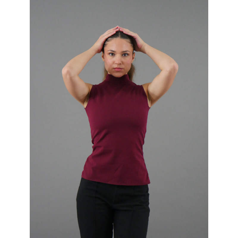 GH31F - HAUT COL MAO BORDEAUX GH31F - HAUT COL MAO BORDEAUX