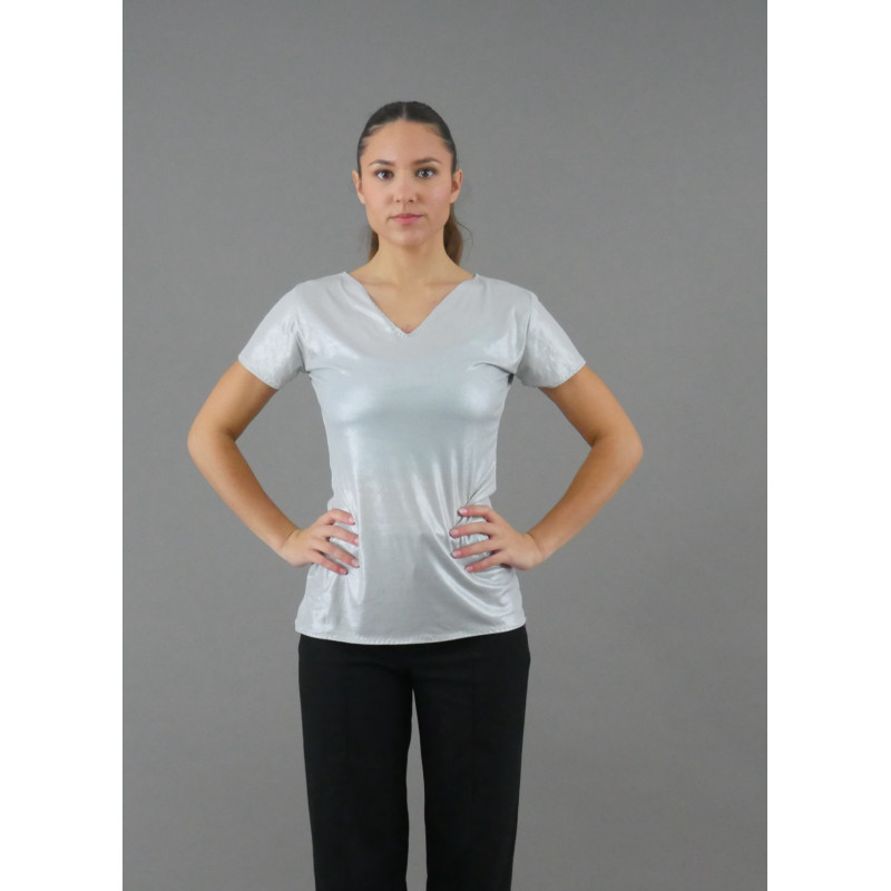 GH38A - TEE-SHIRT ARGENT COL V GH38A - TEE-SHIRT ARGENT COL V