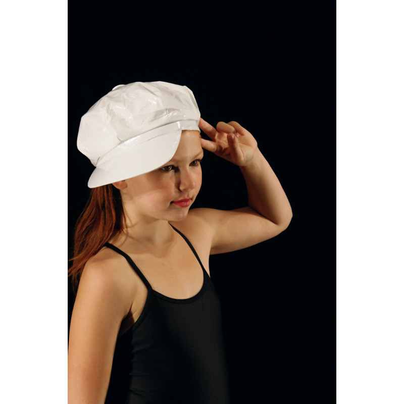 ACCCH11B - Casquette Gavroche blanche simili cuir
