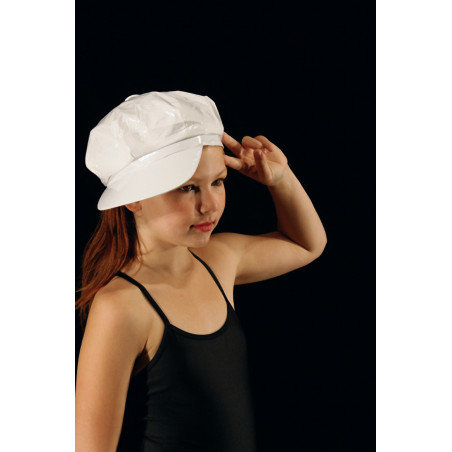 ACCCH11B - Casquette Gavroche blanche simili cuir