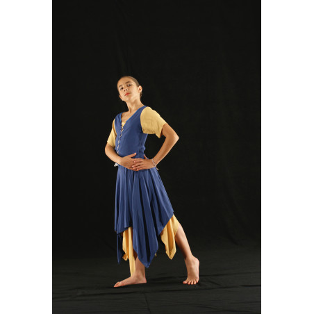 MEJ8 - Ensemble paysanne bleu et jaune