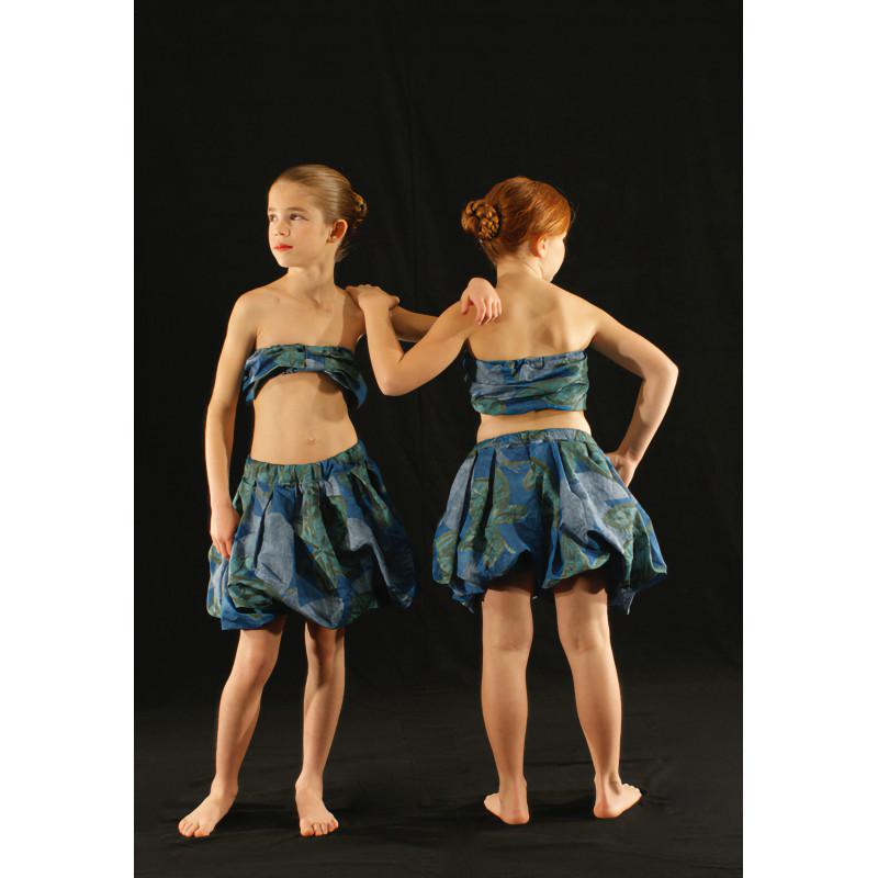 PEJ1 - Ensemble jupe avec brassière vert fleurs PEJ1 - Ensemble jupe avec brassière vert fleurs