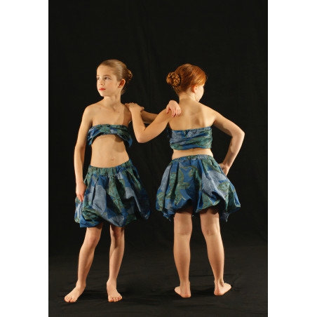 PEJ1 - Ensemble jupe avec brassière vert fleurs