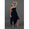 GRL37B - Robe de soirée longue noire à paillettes violettes