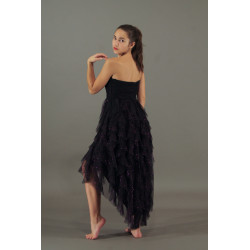GRL37B - Robe de soirée longue noire à paillettes violettes