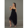 GRL37B - Robe de soirée longue noire à paillettes violettes