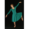 GRL35C - Robe longue de couleur verte à manches