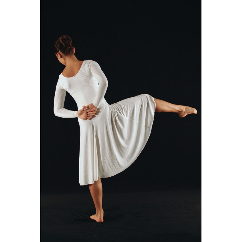GRL35B - Robe longue écru à manches GRL35B - Robe longue écru à manches