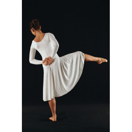 GRL35B - Robe longue écru à manches