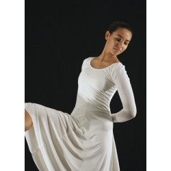 GRL35B - Robe longue écru à manches