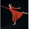 GRL35A - Robe longue couleur brique à manches