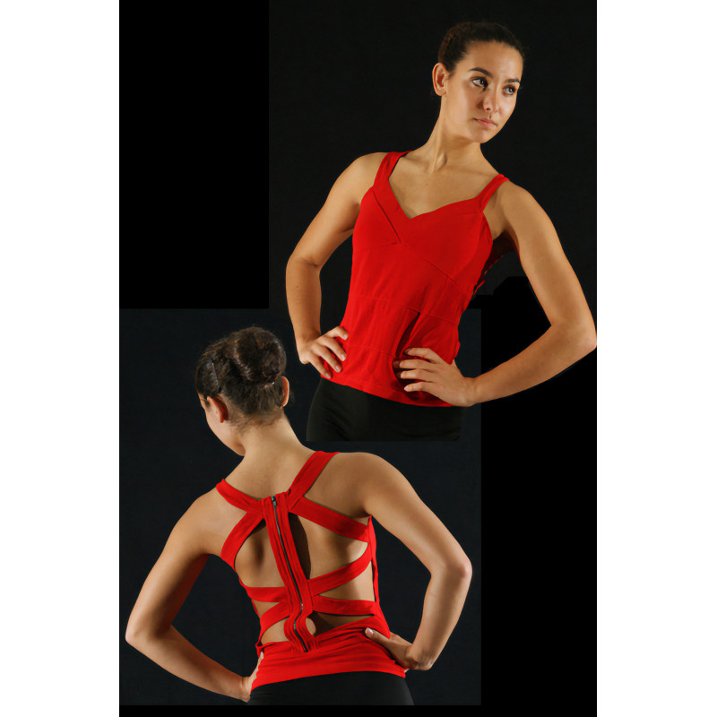 MH19B - Top croisé dos nu rouge MH19B - Top croisé dos nu rouge