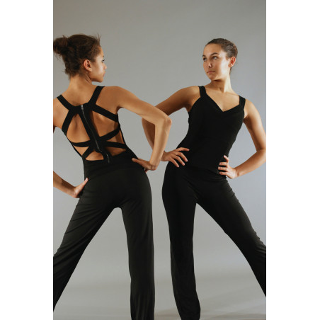 MH19A - Top croisé dos nu noir