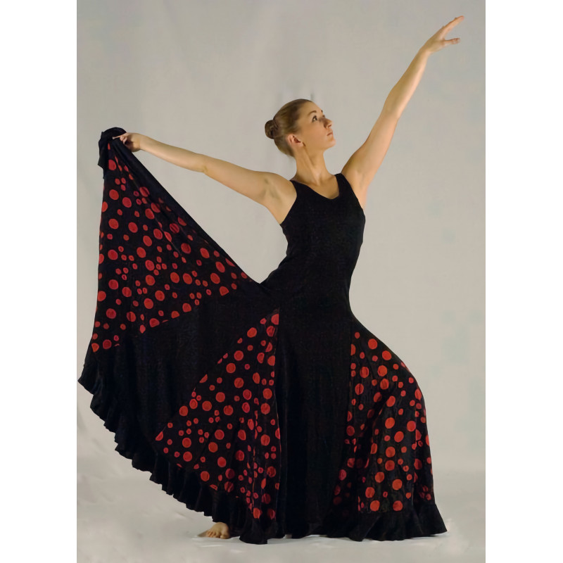 GRL27A - Robe flamenco noire avec motifs rouges GRL27A - Robe flamenco noire avec motifs rouges
