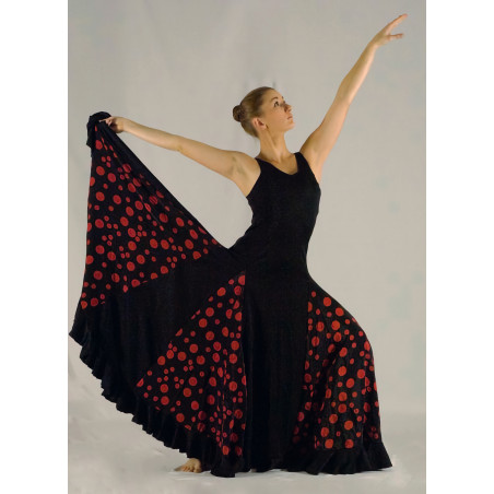 GRL27A - Robe flamenco noire avec motifs rouges
