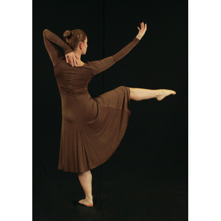 GRL22A - Robe à manches en lycra marron foncé
