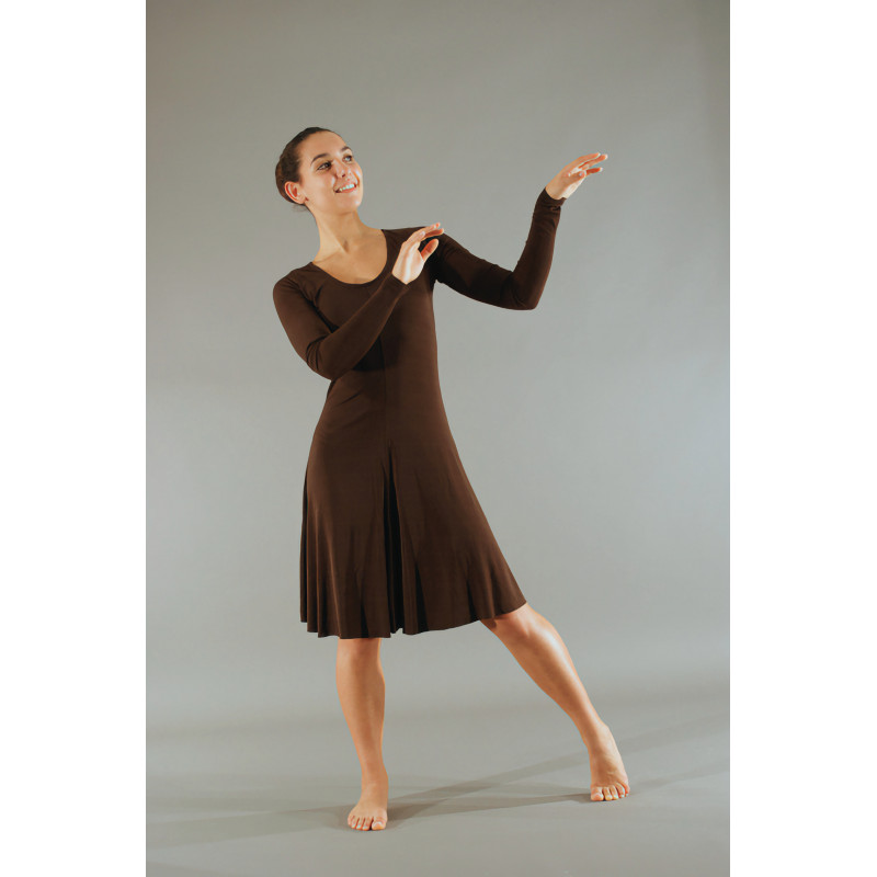 GRL22D - Robe à manches en lycra couleur chocolat GRL22D - Robe à manches en lycra couleur chocolat