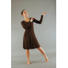 GRL22D - Robe à manches en lycra couleur chocolat