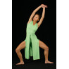 GRL21G - Robe fendue vert anis avec shorty